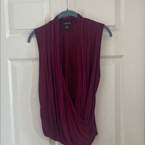 Timing Deep Red Drape Front Blouse